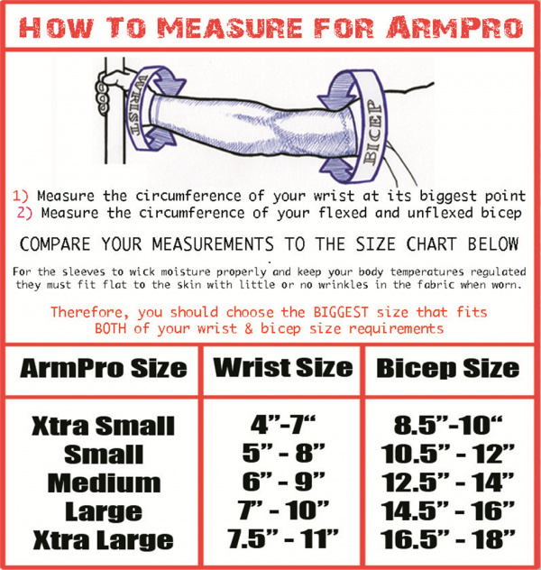 2014 ArmPro Size Chart