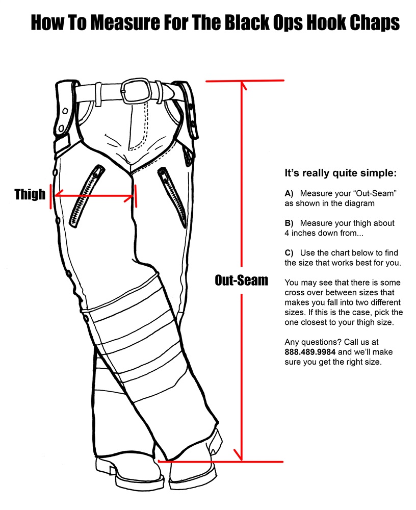 Motorcycle Chaps Size Chart