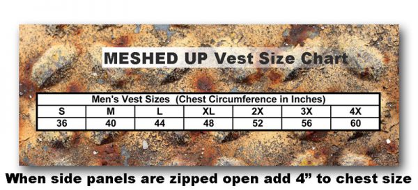 Meshed Up Vest Size Chart