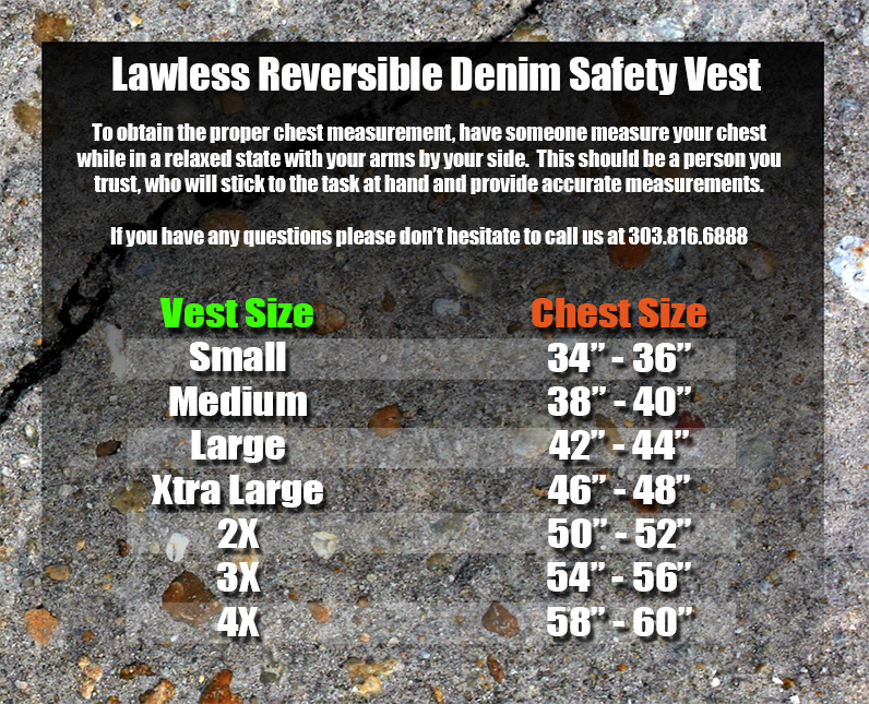 Denim Vest Size Chart | Size Charts | Missing Link