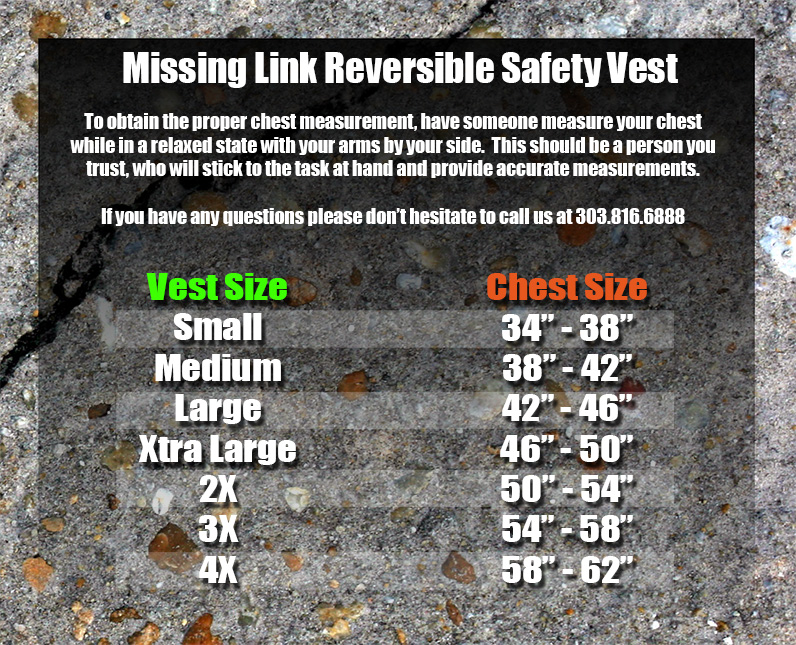 Reversible Vest Size Chart | Size Charts | Missing Link